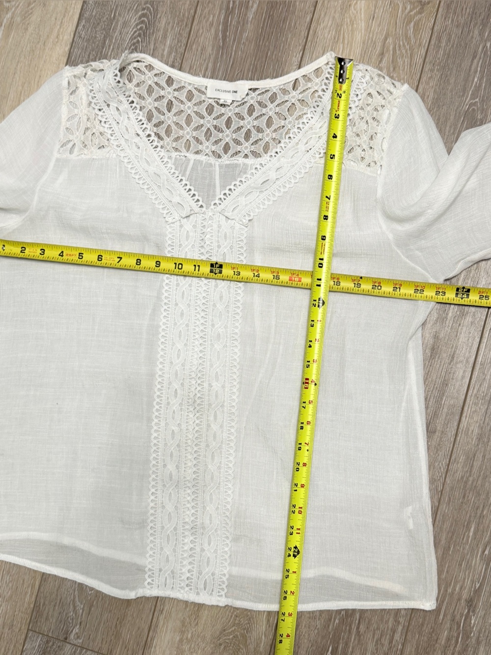 #19) Boho Lace-Trim White Women's Tunic Top - Picture 4 of 6